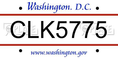 CLK5775 District Of Columbia License Plate
