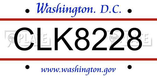 CLK8228 District Of Columbia License Plate