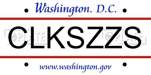 CLKSZZS District Of Columbia License Plate