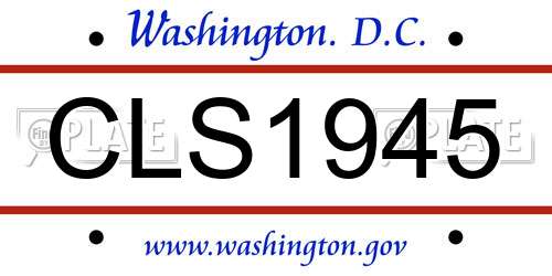 CLS1945 District Of Columbia License Plate