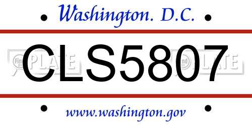 CLS5807 District Of Columbia License Plate