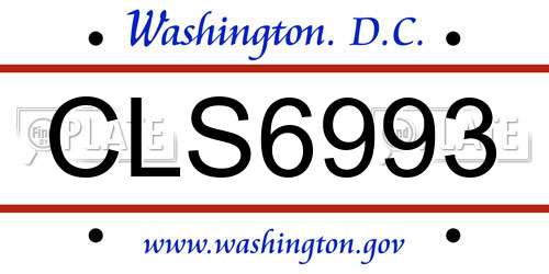 CLS6993 District Of Columbia License Plate
