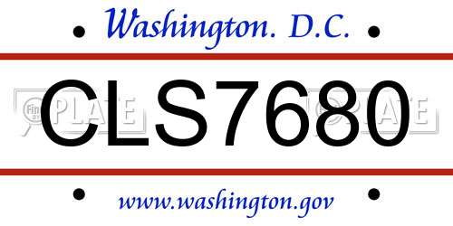 CLS7680 District Of Columbia License Plate