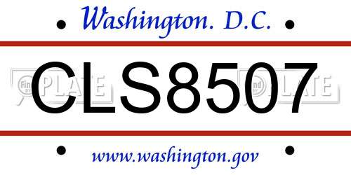 CLS8507 District Of Columbia License Plate