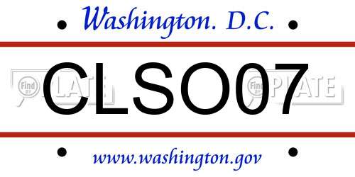 CLSO07 District Of Columbia License Plate