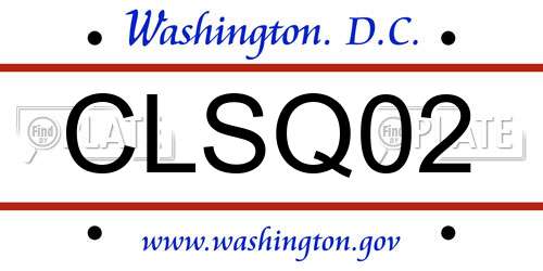 CLSQ02 District Of Columbia License Plate