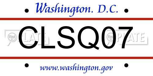 CLSQ07 District Of Columbia License Plate