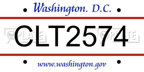 CLT2574 District Of Columbia License Plate