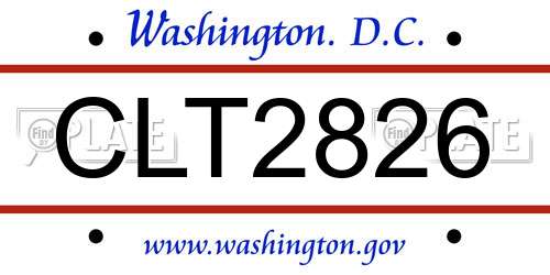 CLT2826 District Of Columbia License Plate