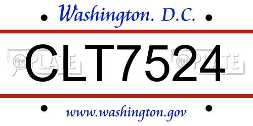CLT7524 District Of Columbia License Plate