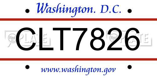 CLT7826 District Of Columbia License Plate