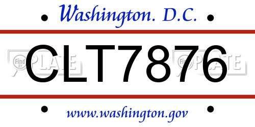 CLT7876 District Of Columbia License Plate