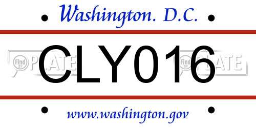 CLY016 District Of Columbia License Plate