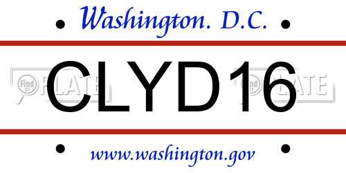 CLYD16 District Of Columbia License Plate