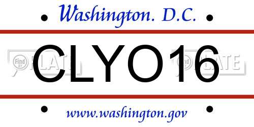 CLYO16 District Of Columbia License Plate