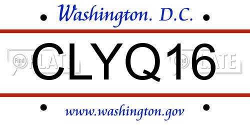 CLYQ16 District Of Columbia License Plate