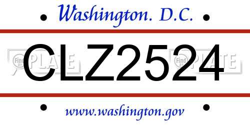 CLZ2524 District Of Columbia License Plate