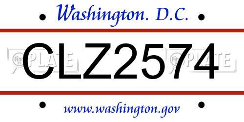CLZ2574 District Of Columbia License Plate