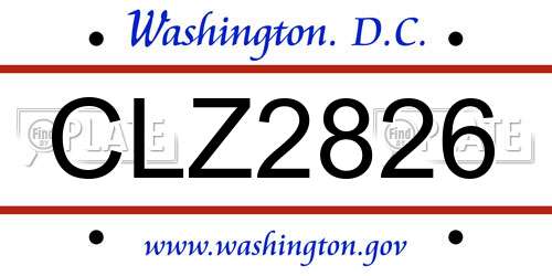 CLZ2826 District Of Columbia License Plate