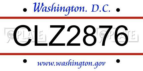 CLZ2876 District Of Columbia License Plate