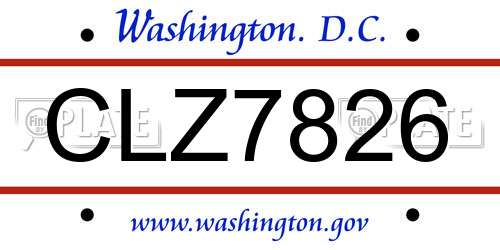 CLZ7826 District Of Columbia License Plate