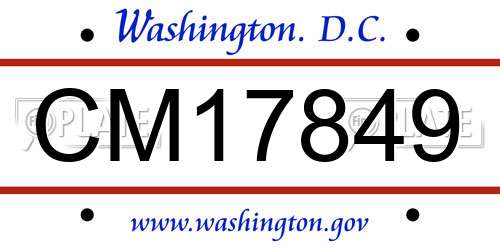 CM17849 District Of Columbia License Plate