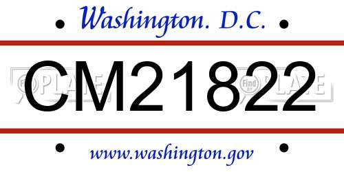 CM21822 District Of Columbia License Plate