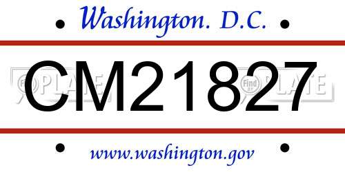 CM21827 District Of Columbia License Plate