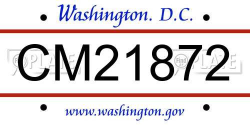 CM21872 District Of Columbia License Plate