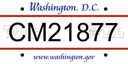 CM21877 District Of Columbia License Plate