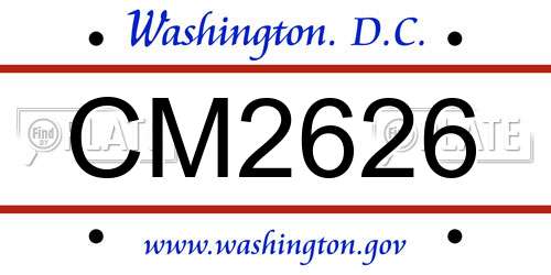 CM2626 District Of Columbia License Plate