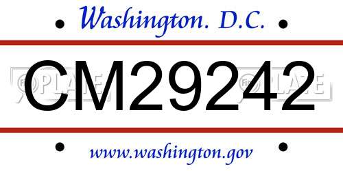 CM29242 District Of Columbia License Plate