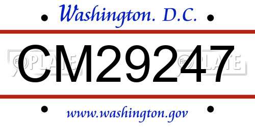 CM29247 District Of Columbia License Plate