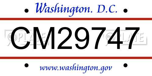 CM29747 District Of Columbia License Plate
