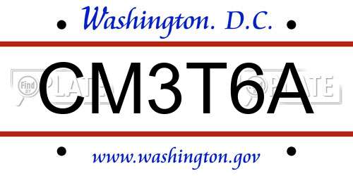 CM3T6A District Of Columbia License Plate