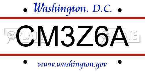 CM3Z6A District Of Columbia License Plate