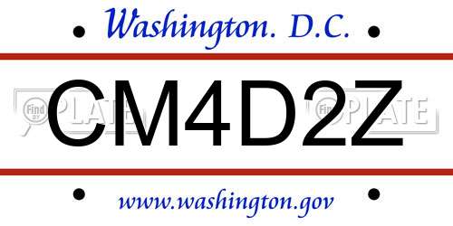 CM4D2Z District Of Columbia License Plate