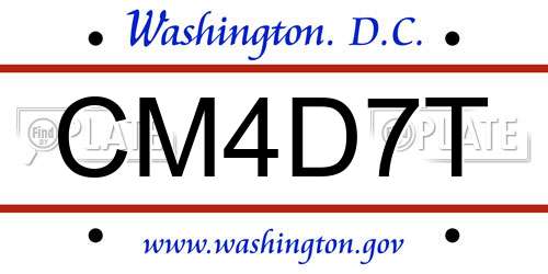 CM4D7T District Of Columbia License Plate