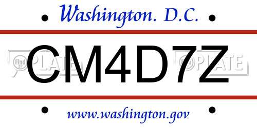 CM4D7Z District Of Columbia License Plate