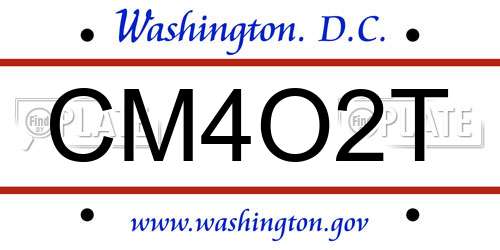 CM4O2T District Of Columbia License Plate