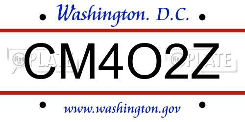 CM4O2Z District Of Columbia License Plate