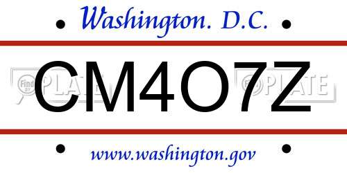 CM4O7Z District Of Columbia License Plate