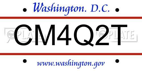 CM4Q2T District Of Columbia License Plate