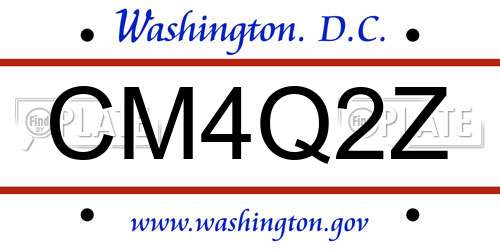 CM4Q2Z District Of Columbia License Plate