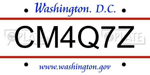 CM4Q7Z District Of Columbia License Plate