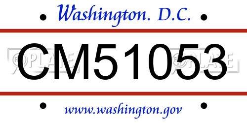 CM51053 District Of Columbia License Plate