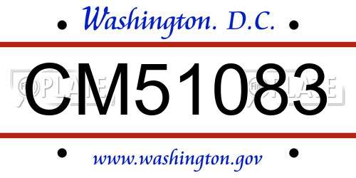 CM51083 District Of Columbia License Plate