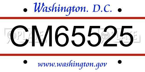 CM65525 District Of Columbia License Plate