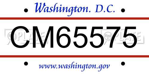 CM65575 District Of Columbia License Plate