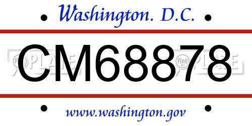 CM68878 District Of Columbia License Plate